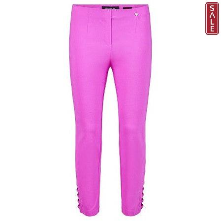 Robell – Lena 09 - Cropped Trousers With Cut Away Ladder Design at Hemline (Bright Pink)