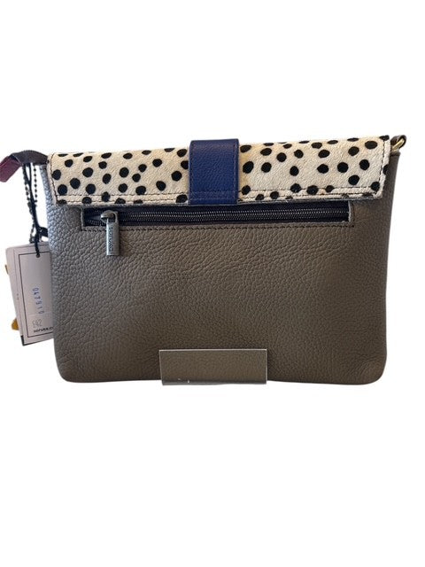 Soruka - Light Blue and Animal Print Leather Shoulder/Crossbody Bag with Wrist Strap (047910P)