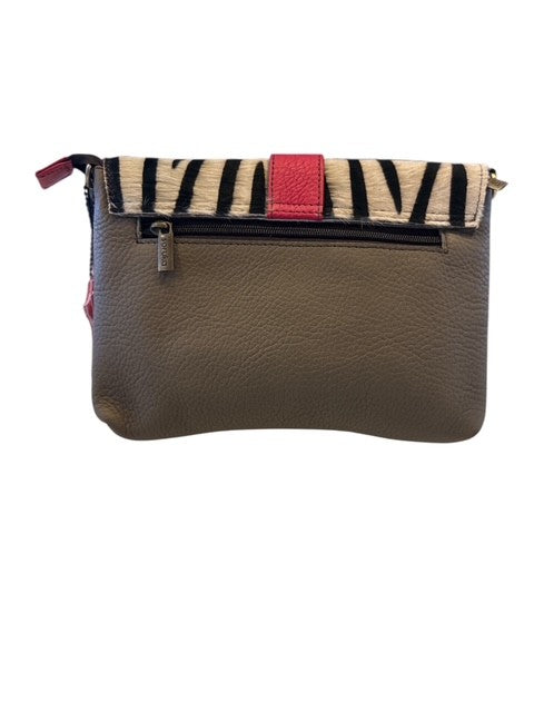 Soruka - Orange and Animal Print Leather Shoulder/Crossbody Bag with Wrist Strap (047910P)