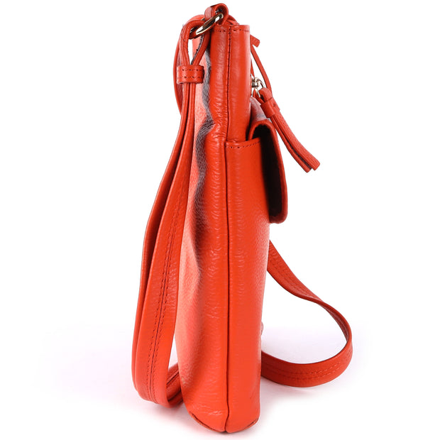 Ashwood Leather - Orange Leather Crossbody Bag with a Zip & Flap Over Pocket  - CB5