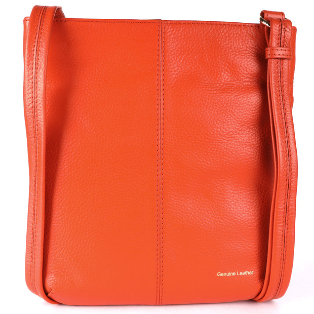 Ashwood Leather - Orange Leather Crossbody Bag with a Zip & Flap Over Pocket  - CB5