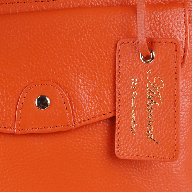 Ashwood Leather - Orange Leather Crossbody Bag with a Zip & Flap Over Pocket  - CB5