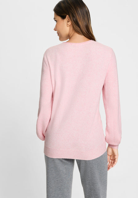 Olsen - Henny - Round Neck Long Sleeve Jumper in Parfait Pink Melange (11000585)