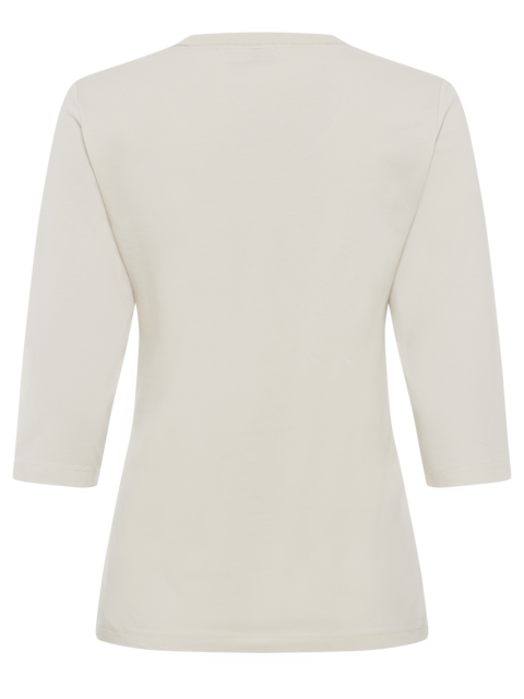 Olsen - Edda - Cotton Round Neck 3/4 Sleeve T Shirt i Caffe Latte  (11105175)