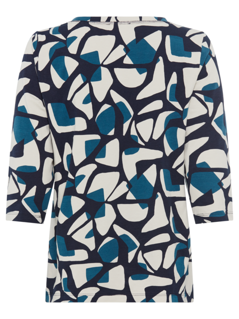 Olsen - Hannah - Round Neck with Short V 3/4 Sleeves in a Bold Print (11105176)