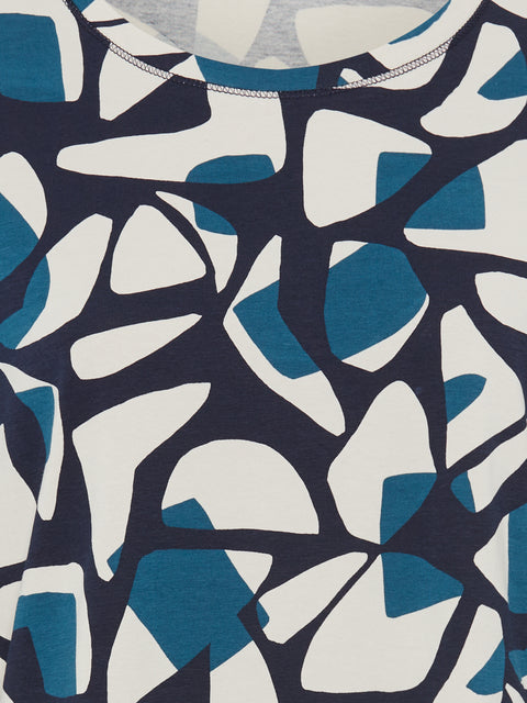 Olsen - Hannah - Round Neck with Short V 3/4 Sleeves in a Bold Print (11105176)