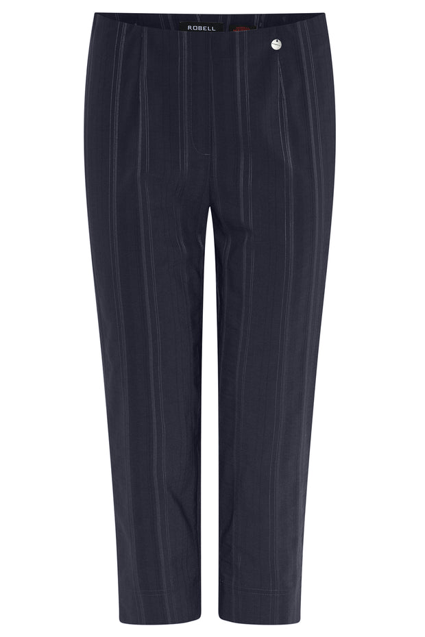 Robell – Marie 07 - Light Weight Cropped Trouser in Striped Seersucker (51576-54554) (2 colours)