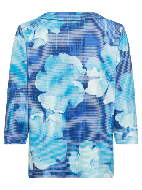 Olsen - 3/4 Sleeve Round Neck Sweatshirt in Night Blue Floral Print (11201638)