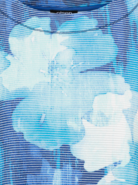 Olsen - 3/4 Sleeve Round Neck Sweatshirt in Night Blue Floral Print (11201638)