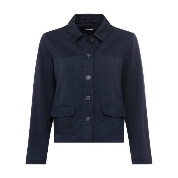 Olsen - Cotton & Linen box shape jacket in Navy (11201648)