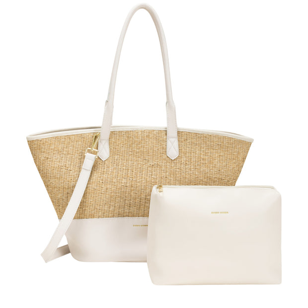 Every Other - Large Sized Straw Shoulder Bag with Pouch (12049)