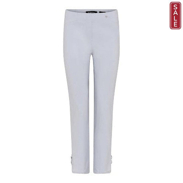 Robell – Rose 09 - Silver Grey Cropped Trouser with Metal Loops Detail on Hemline