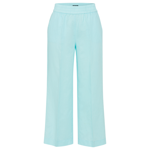 Olsen - Cotton & Linen Cropped Wide Leg Aqua Mint Trouser (14002175)