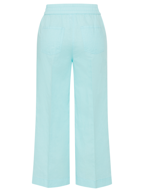 Olsen - Cotton & Linen Cropped Wide Leg Aqua Mint Trouser (14002175)