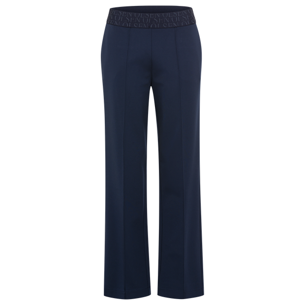 Olsen - Mona - Navy Straight Leg Trousers with Elasticated Waistband (14002417)
