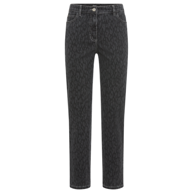 Olsen - Power Stretch Slim Leg Jeans in Grey Animal Print (14002446)