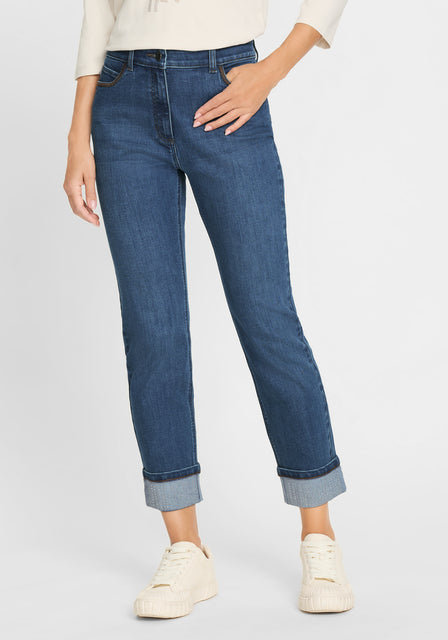 Olsen - Cropped Denim Jeans with Diamante Detail on Turnup (14002457)
