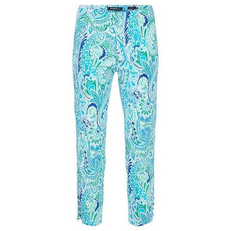 Robell – Lena 09 - Bold Paisley Print Cropped Trousers With Cut Away Ladder Design at Hemline