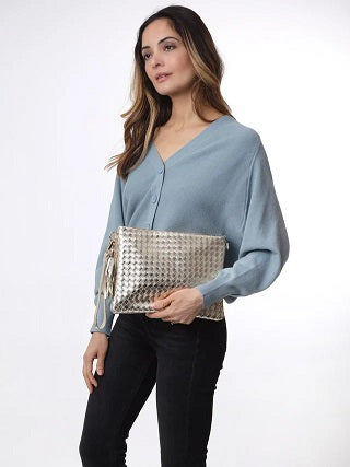 Kris-Ana Metallic Woven Cross Body Bag (2 colours) (1904 Metallic)