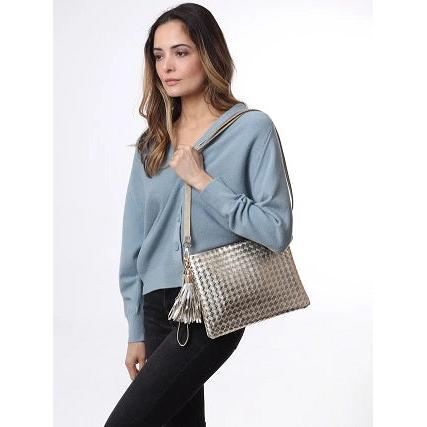 Kris-Ana Metallic Woven Cross Body Bag (2 colours) (1904 Metallic)