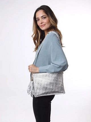 Kris-Ana Metallic Woven Cross Body Bag (2 colours) (1904 Metallic)