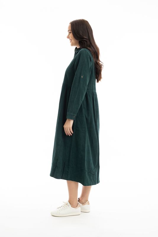 Orientique - Fine Cord Collared Layered Maxi Dress (20070) (2 colours)