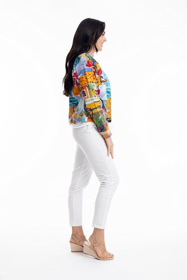 Orientique - Short Biker Jacket in Florida Print (22993)