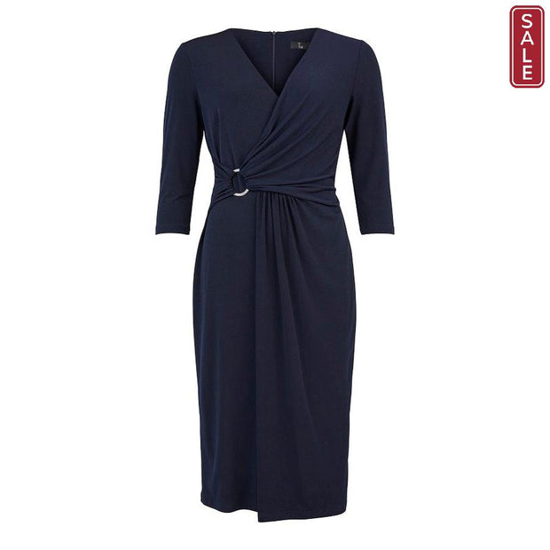 Tia -3/4 Sleeve V Neck Navy Cocktail Dress