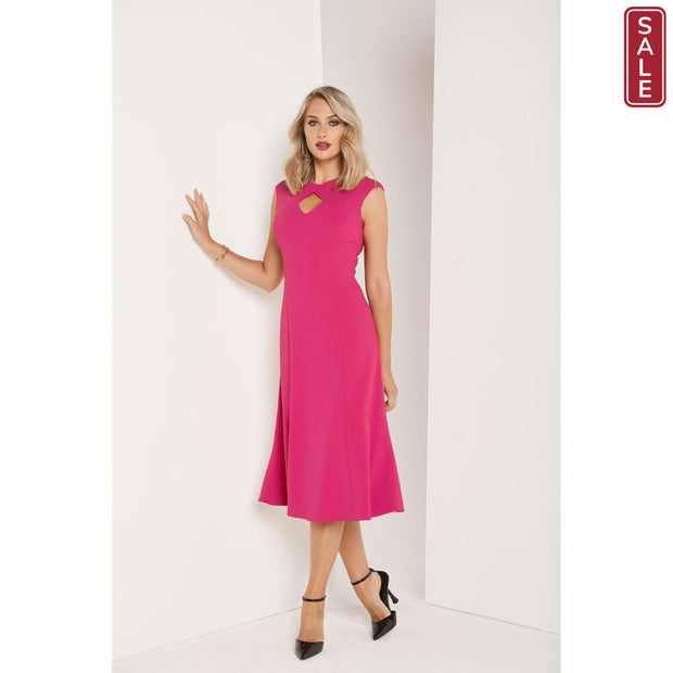 Tia - Sleeveless Cocktail Dress in Cerise Pink