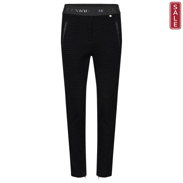 Robell – Nelly - Slim Tapered Leg Trouser in Black Print (52629-54744)