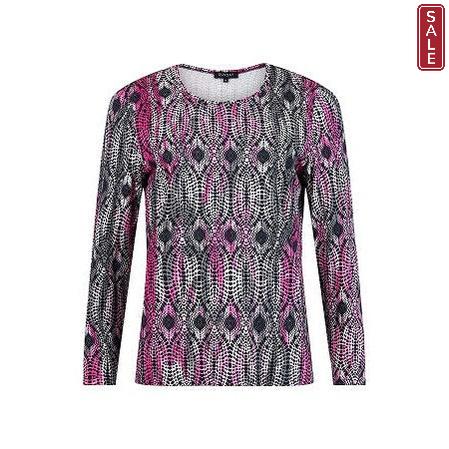 Sunday - Long Sleeve Top in Bold Cerise & Black Print (6131-6157)