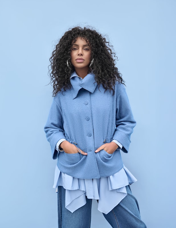 NOEN - Short Boiled Wool Jacket in Storm Grey (87149-8774)