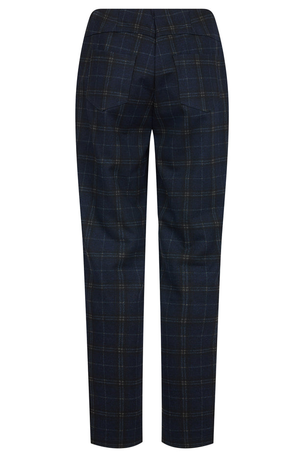 Robell – Bella  - Full Length Soft Winter Trousers in Navy & Grey Check (52564-55054)