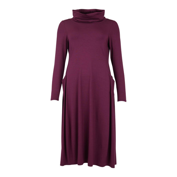 NOEN - Long Sleeve Cowl Neck Soft Knit Dress in Burgundy (88604-2428)