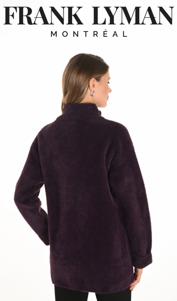 Frank Lyman - Plum Soft Knit 3/4 Length Coat (253880)