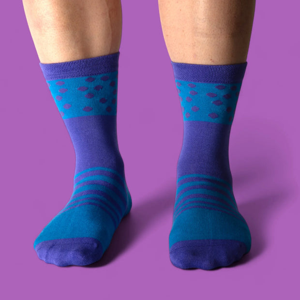 Jess & Lou - Purple and Blue Ladies Bamboo Socks (BW131)