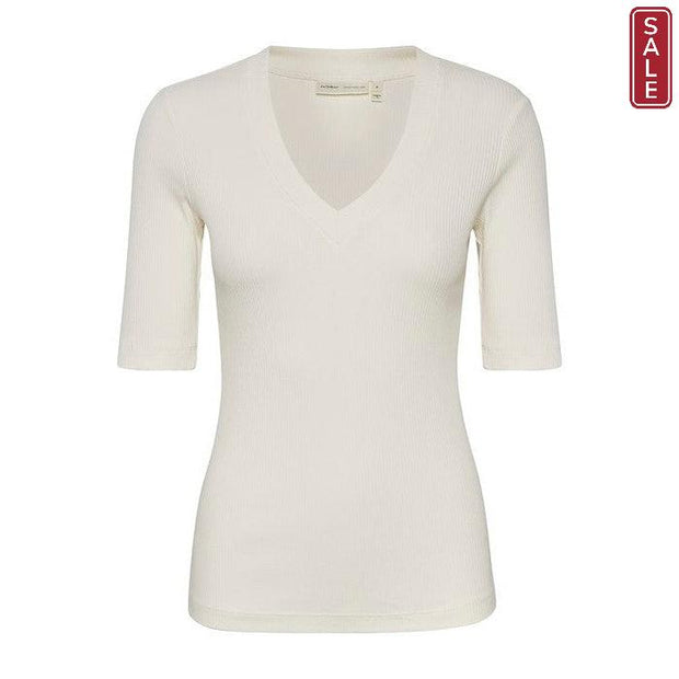 InWear - DagnaIW Whisper White V Neck 1/2 Sleeve Tee Shirt