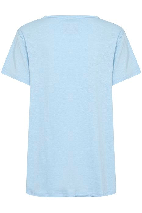 CREAM - CRSina V Neck Cotton T Shirt in Light Blue (10612207)