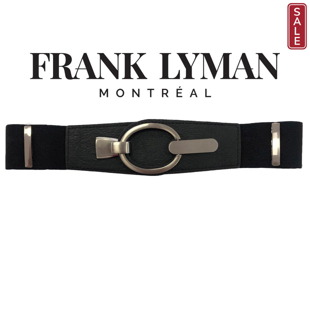 Frank Lyman - Black Stretch Belt with Chrome Metal Bars
