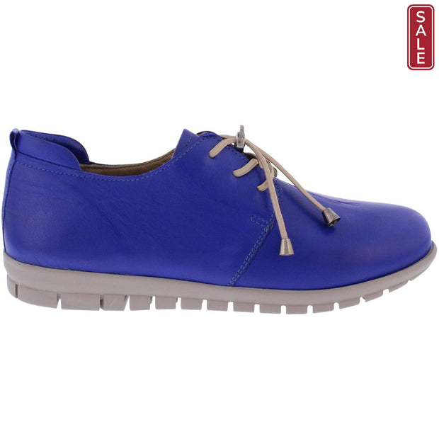 Adesso - Sarah - Leather Shoe with Elasticated Laces in Electric Blue