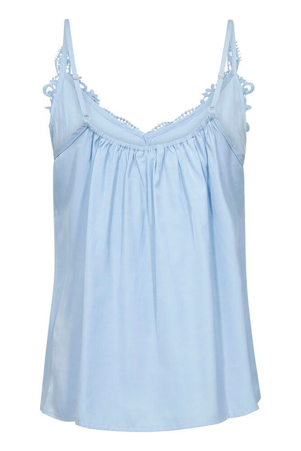 CREAM - Anna - Sleeveless V Neck Vest Top with Lace Detail Silver Lake (10611224)