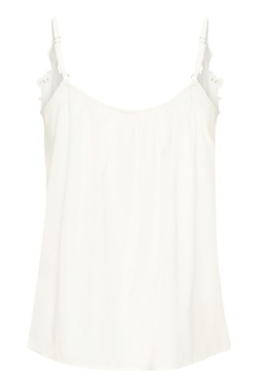 CREAM - Anna - Sleeveless V Neck Vest Top with Lace Detail Snow White (10611224)