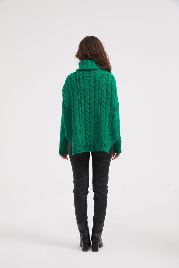 Tirelli - High Neck Cable Knit Jumper - 2 colours (K3022)