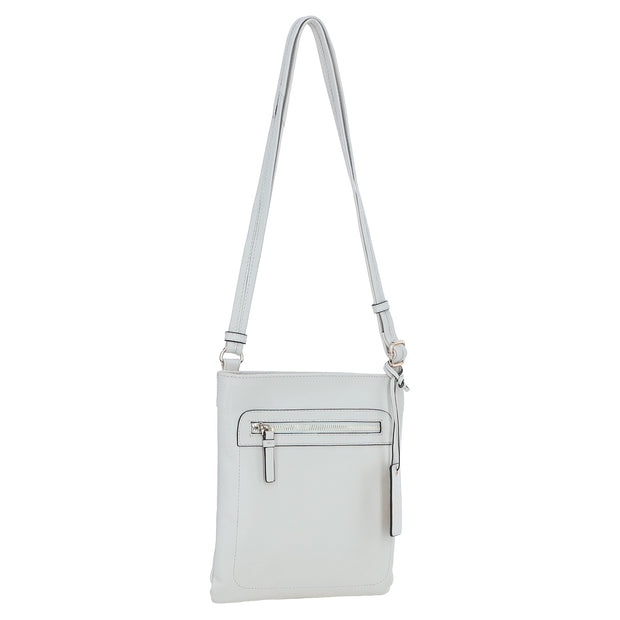 Ashwood Leather - Off White Crossbody Bag with Zip Pockets - CB3