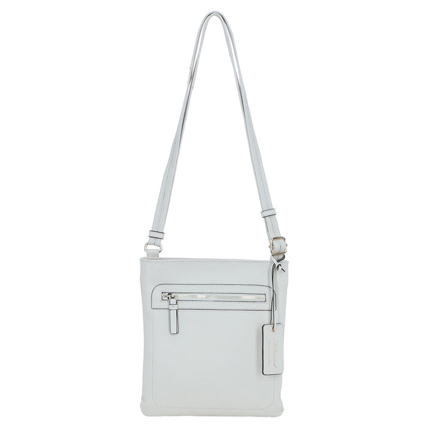 Ashwood Leather - Off White Crossbody Bag with Zip Pockets - CB3
