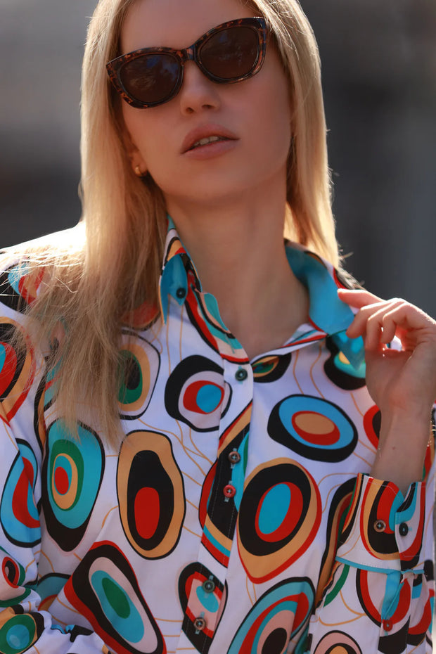 Claudio Lugli - Ladies Cotton Shirt - Abstract Swirl (CLW2407)