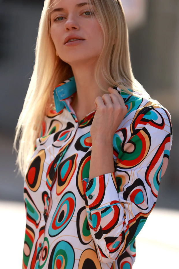 Claudio Lugli - Ladies Cotton Shirt - Abstract Swirl (CLW2407)