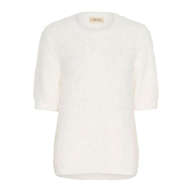 CREAM - CRLini Short Sleeve Round Neck Soft Fluffy Jumper (10614411)
