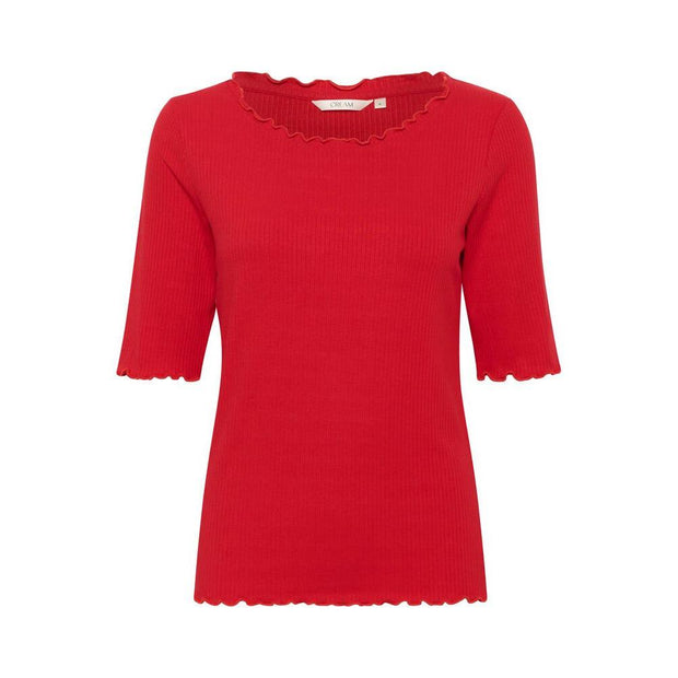 CREAM - CRRibba Short Sleeve Round Neck T Shirt in Red (10611076)