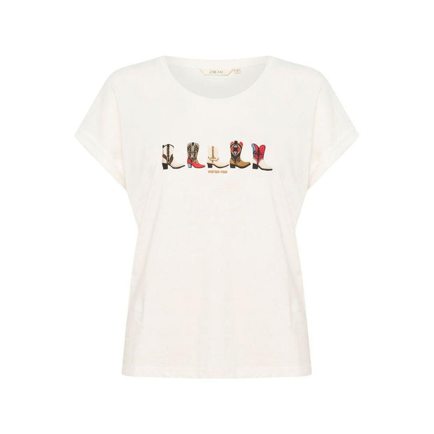 CREAM - CRSita Short Sleeve Round Neck T Shirt in Off White (10614080)